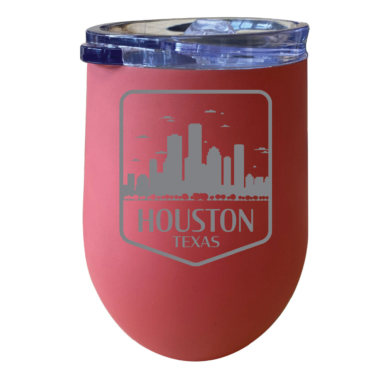 Houston Texas Souvenir 12 Oz Engraved Insulated Wine Stainless Steel Tumbler - Coral,,4-Pack