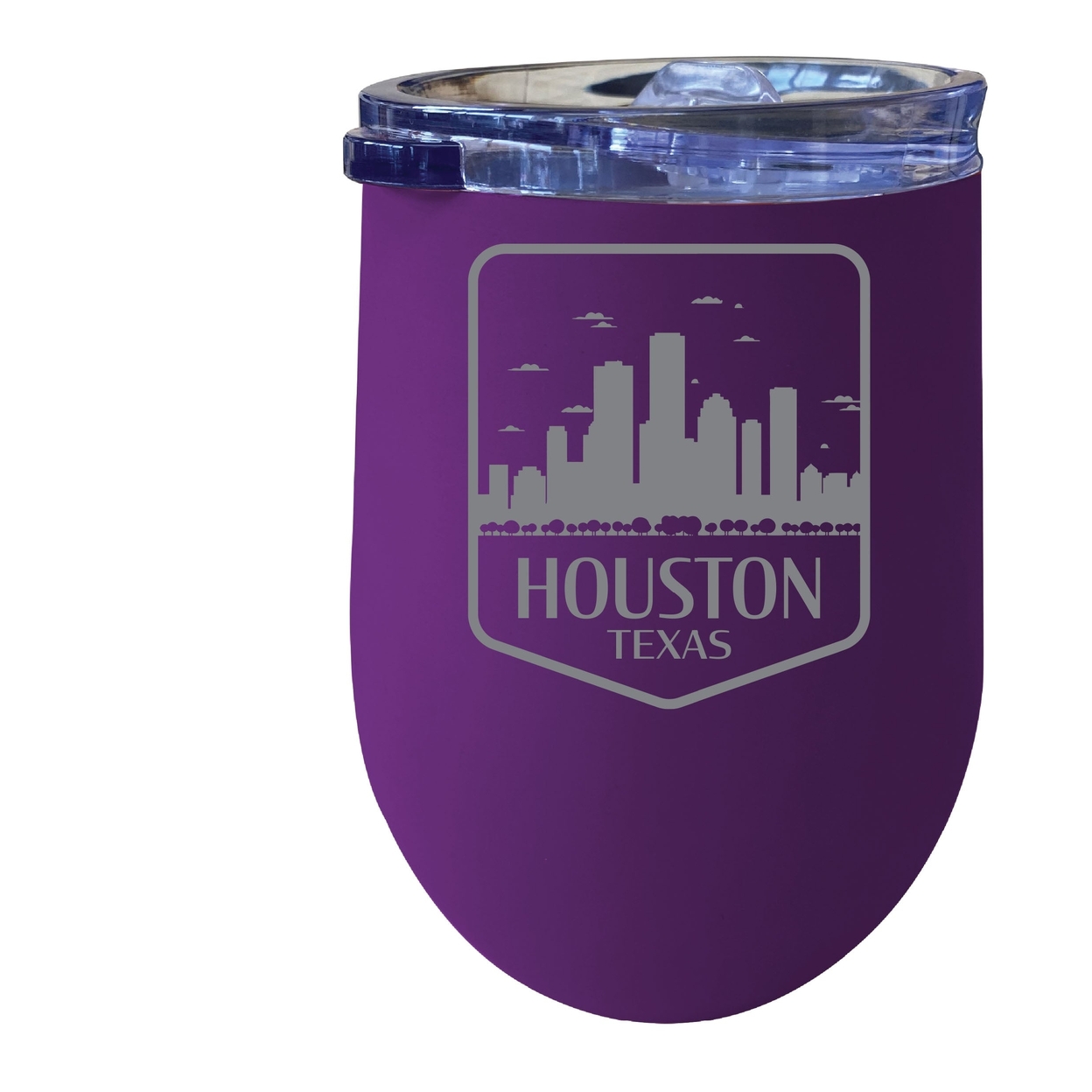 Houston Texas Souvenir 12 Oz Engraved Insulated Wine Stainless Steel Tumbler - Purple,,4-Pack