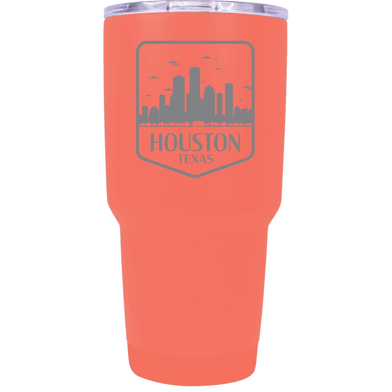 Houston Texas Souvenir 24 Oz Engraved Insulated Stainless Steel Tumbler - Coral,,4-Pack