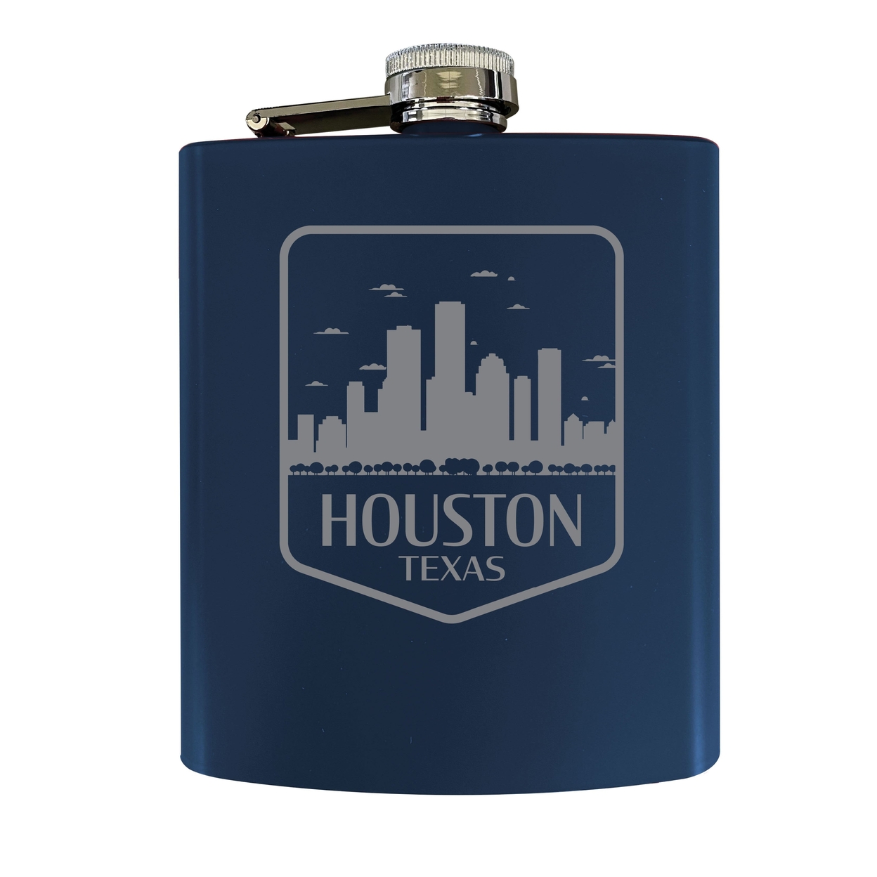Houston Texas Souvenir 7 Oz Engraved Steel Flask Matte Finish - Navy,,2-Pack