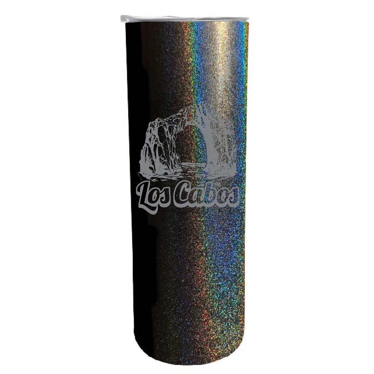 Los Cabos Mexico Souvenir 20 Oz Engraved Insulated Stainless Steel Skinny Tumbler - Black Glitter,,2-Pack