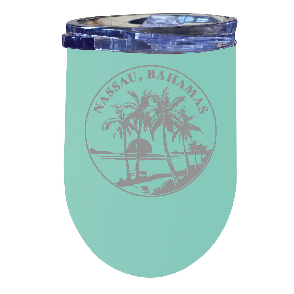 Nassau The Bahamas Souvenir 12 Oz Engraved Insulated Wine Stainless Steel Tumbler - Seafoam,,2-Pack