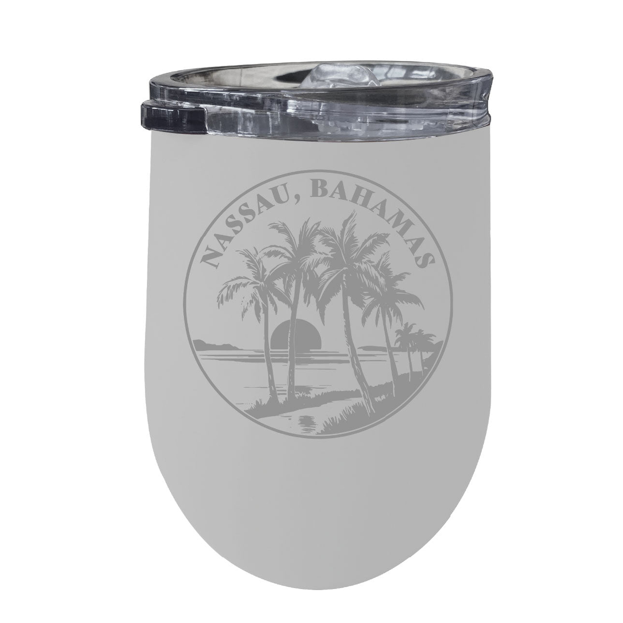Nassau The Bahamas Souvenir 12 Oz Engraved Insulated Wine Stainless Steel Tumbler - White,,Single Unit