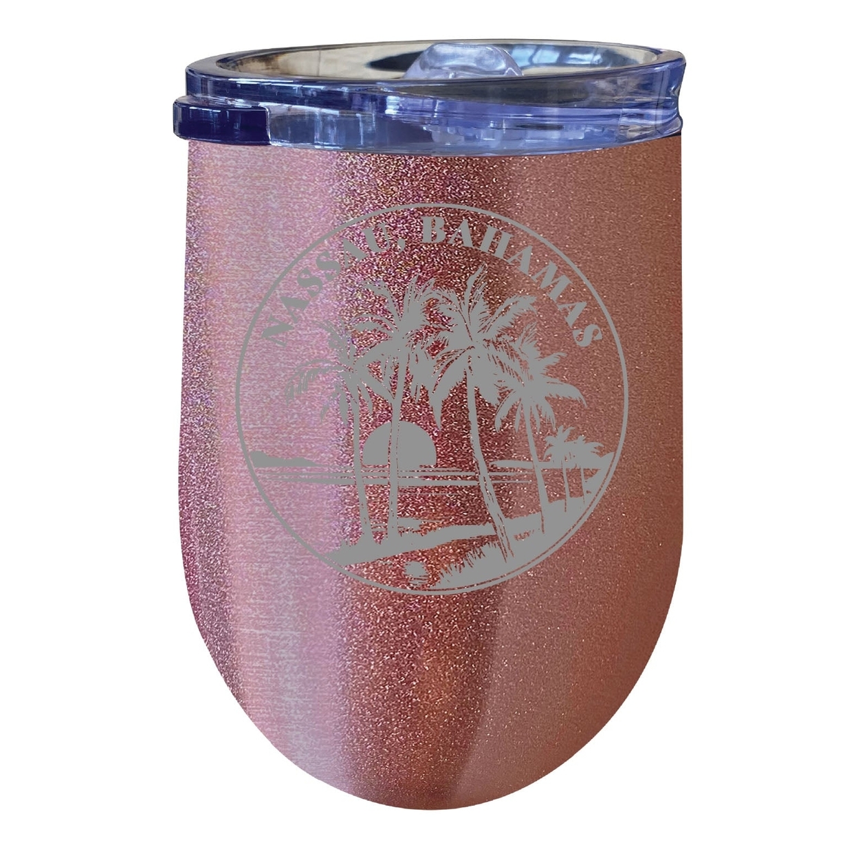 Nassau The Bahamas Souvenir 12 Oz Engraved Insulated Wine Stainless Steel Tumbler - Rose Gold,,4-Pack