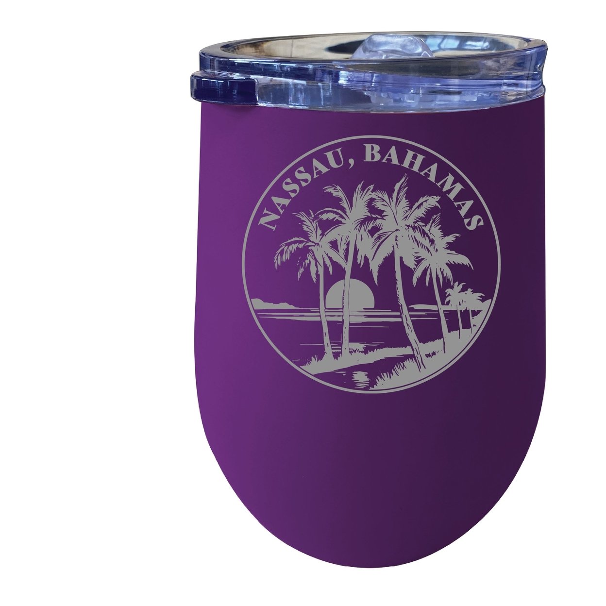 Nassau The Bahamas Souvenir 12 Oz Engraved Insulated Wine Stainless Steel Tumbler - Purple,,2-Pack