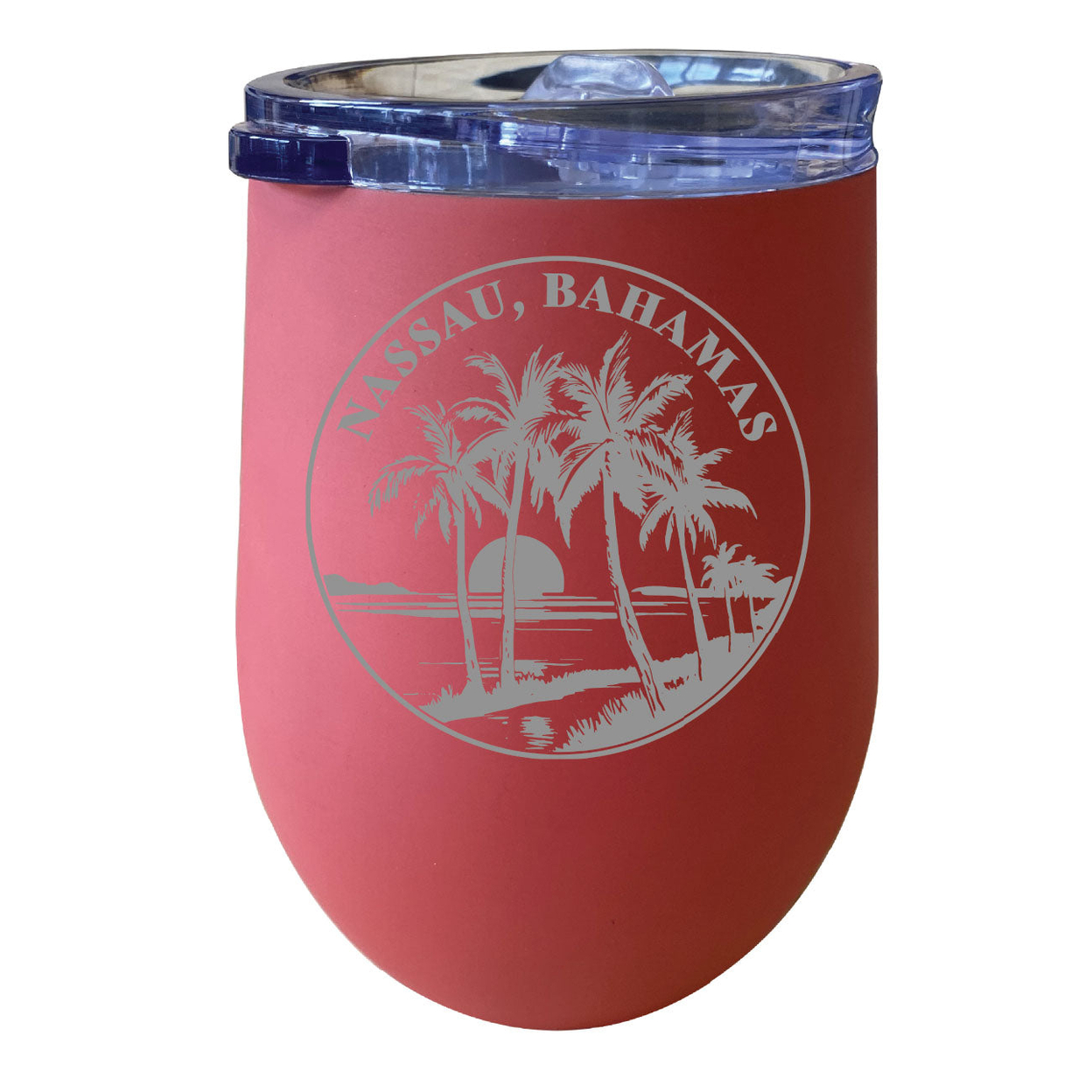 Nassau The Bahamas Souvenir 12 Oz Engraved Insulated Wine Stainless Steel Tumbler - Coral,,4-Pack