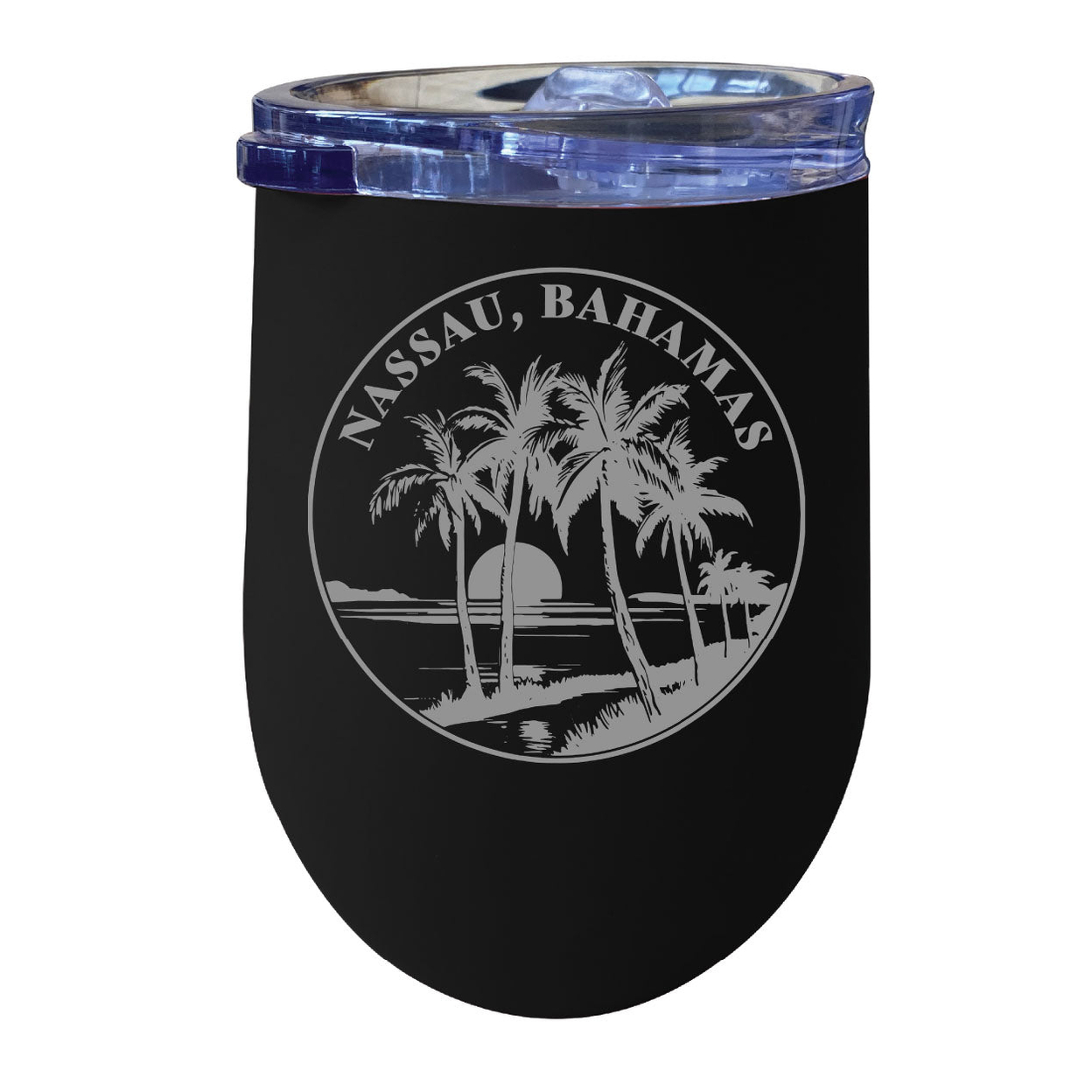 Nassau The Bahamas Souvenir 12 Oz Engraved Insulated Wine Stainless Steel Tumbler - Black,,2-Pack