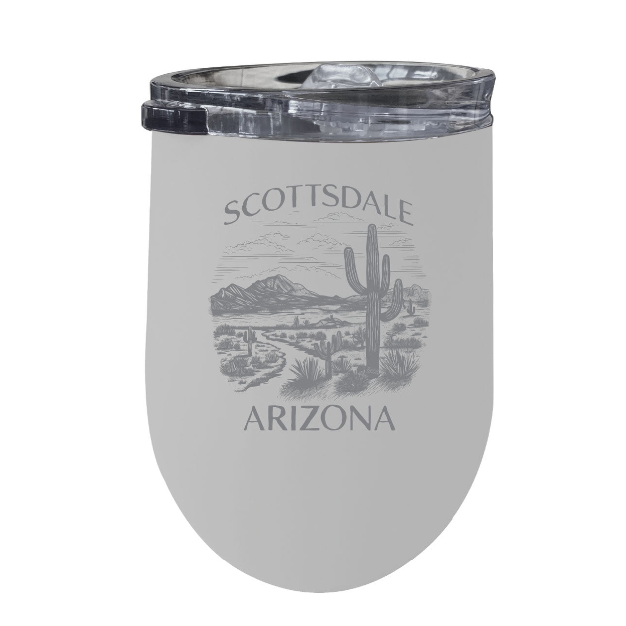 Scottsdale Arizona Souvenir 12 Oz Engraved Insulated Wine Stainless Steel Tumbler - White,,2-Pack