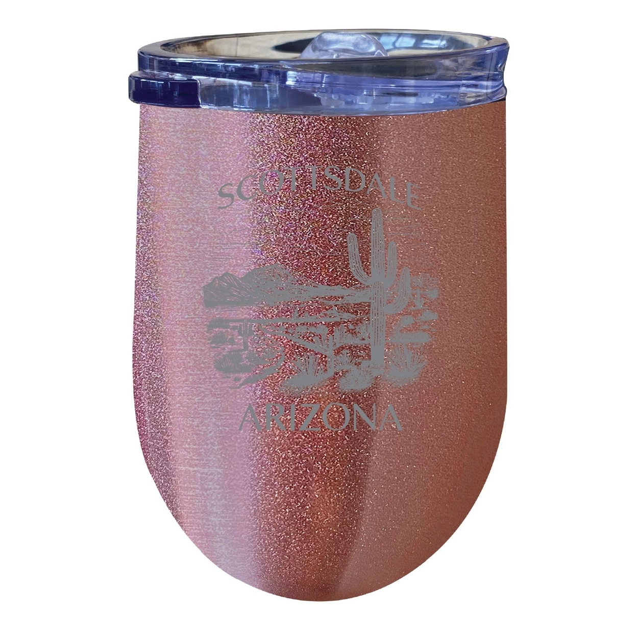 Scottsdale Arizona Souvenir 12 Oz Engraved Insulated Wine Stainless Steel Tumbler - Rose Gold,,2-Pack