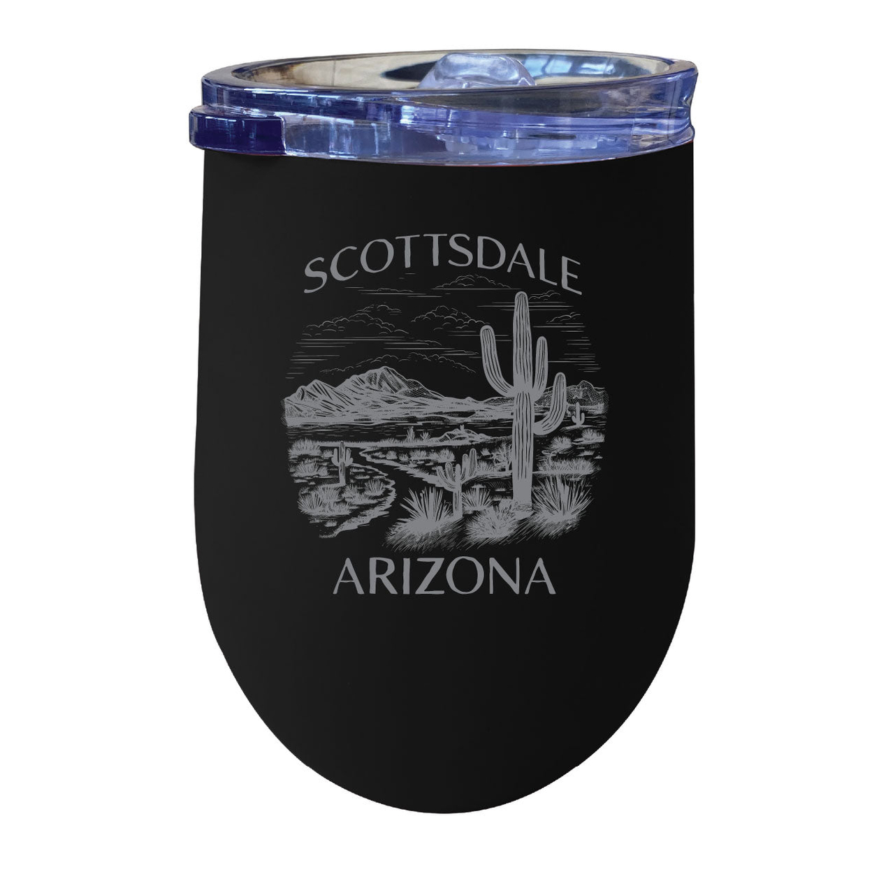 Scottsdale Arizona Souvenir 12 Oz Engraved Insulated Wine Stainless Steel Tumbler - Black,,Single Unit