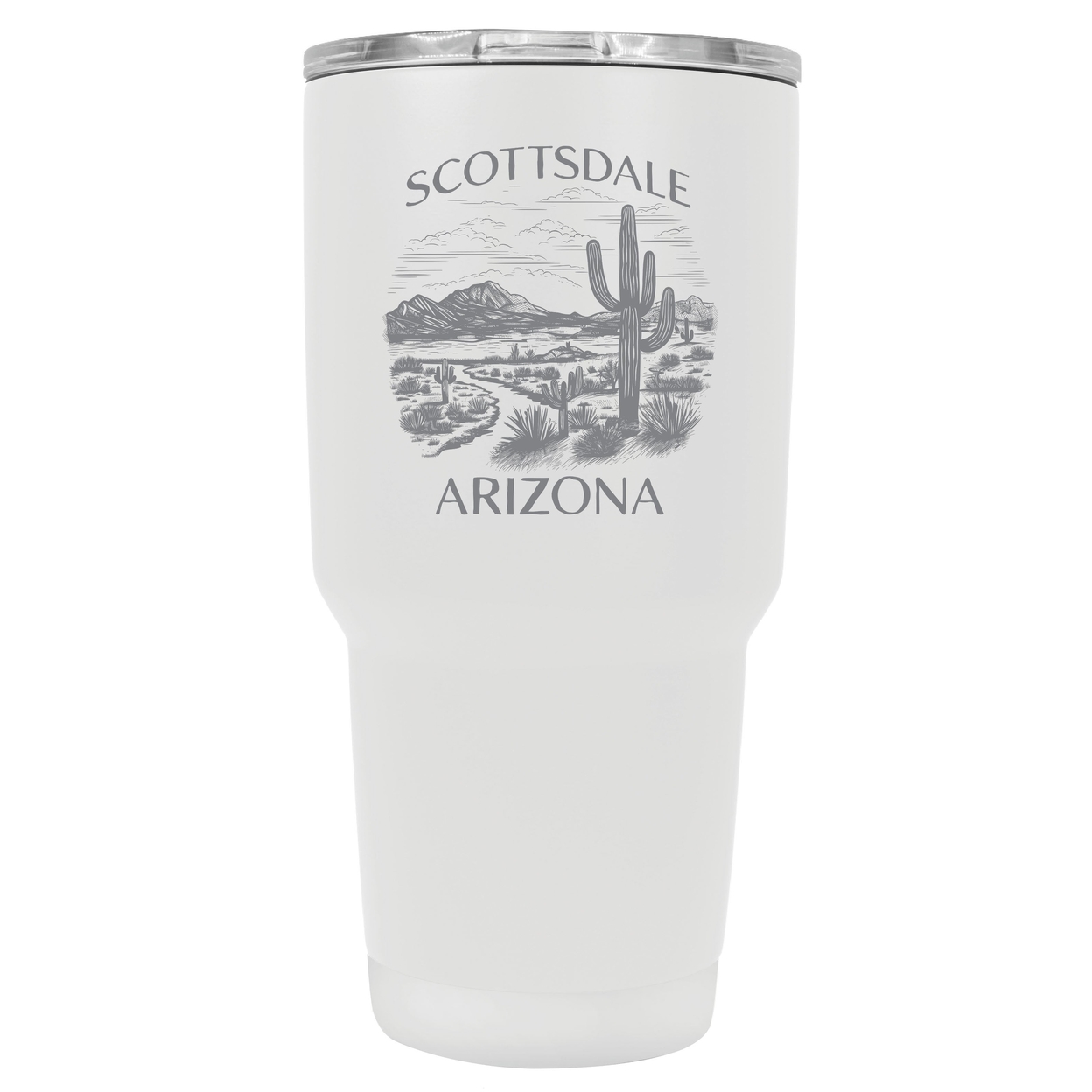 Scottsdale Arizona Souvenir 24 Oz Engraved Insulated Stainless Steel Tumbler - White,,Single Unit