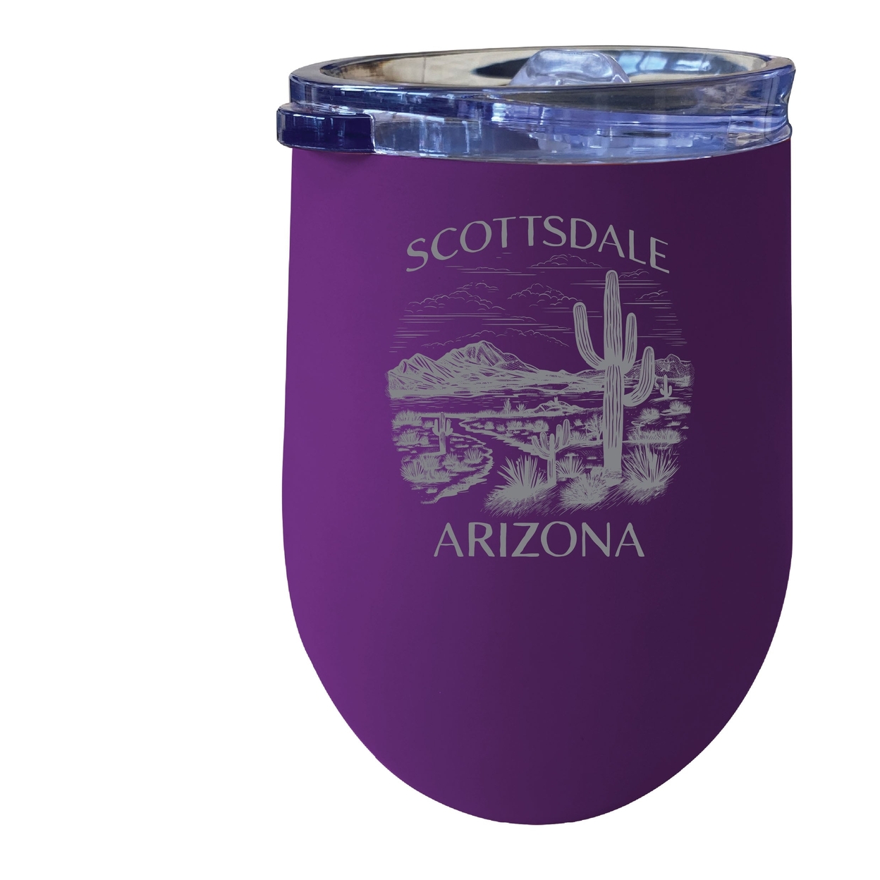 Scottsdale Arizona Souvenir 12 Oz Engraved Insulated Wine Stainless Steel Tumbler - Purple,,Single Unit