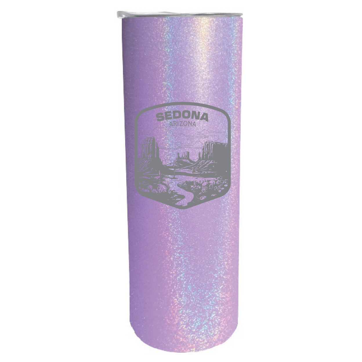 Sedona Arizona Souvenir 20 Oz Engraved Insulated Stainless Steel Skinny Tumbler - Purple Glitter,,2-Pack