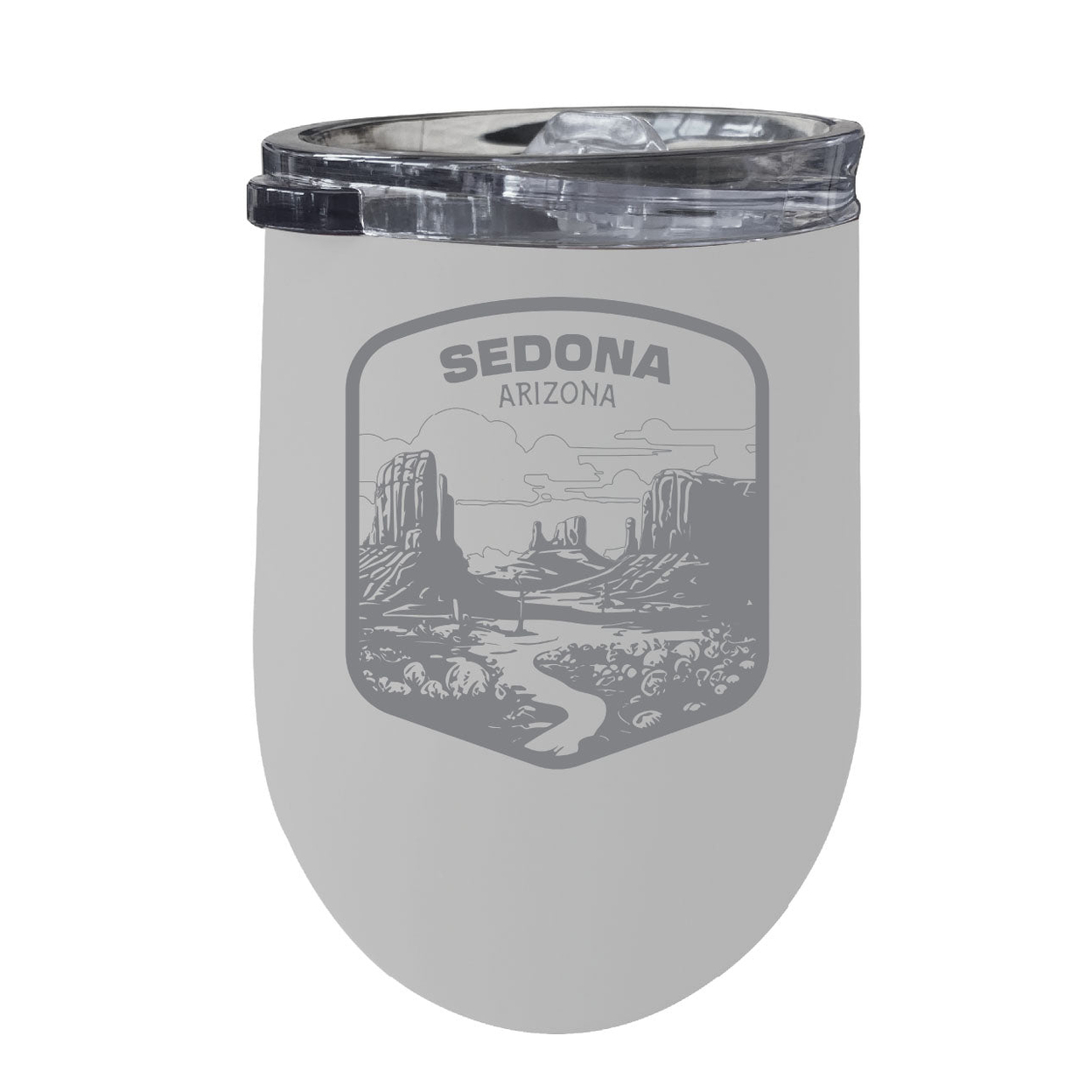 Sedona Arizona Souvenir 12 Oz Engraved Insulated Wine Stainless Steel Tumbler - White,,Single Unit