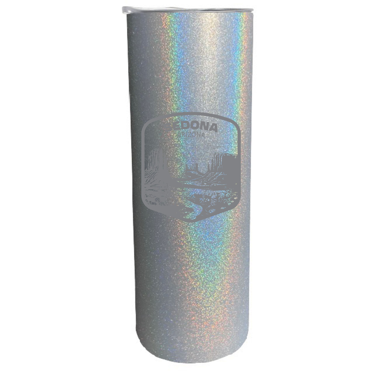 Sedona Arizona Souvenir 20 Oz Engraved Insulated Stainless Steel Skinny Tumbler - Gray Glitter,,Single Unit