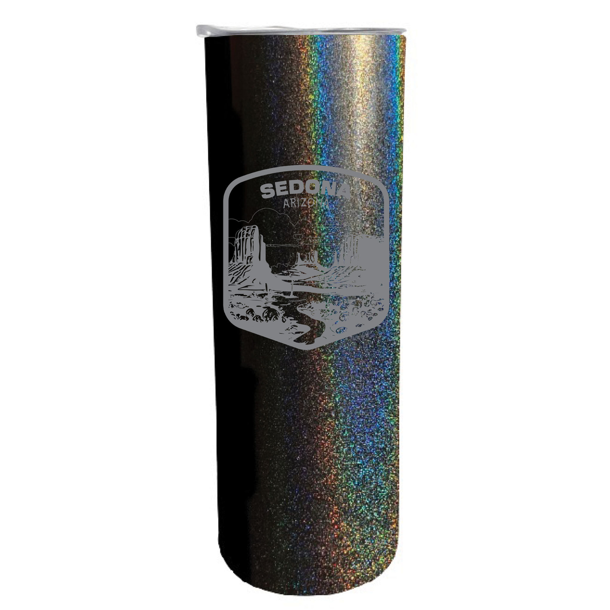 Sedona Arizona Souvenir 20 Oz Engraved Insulated Stainless Steel Skinny Tumbler - Black Glitter,,Single Unit