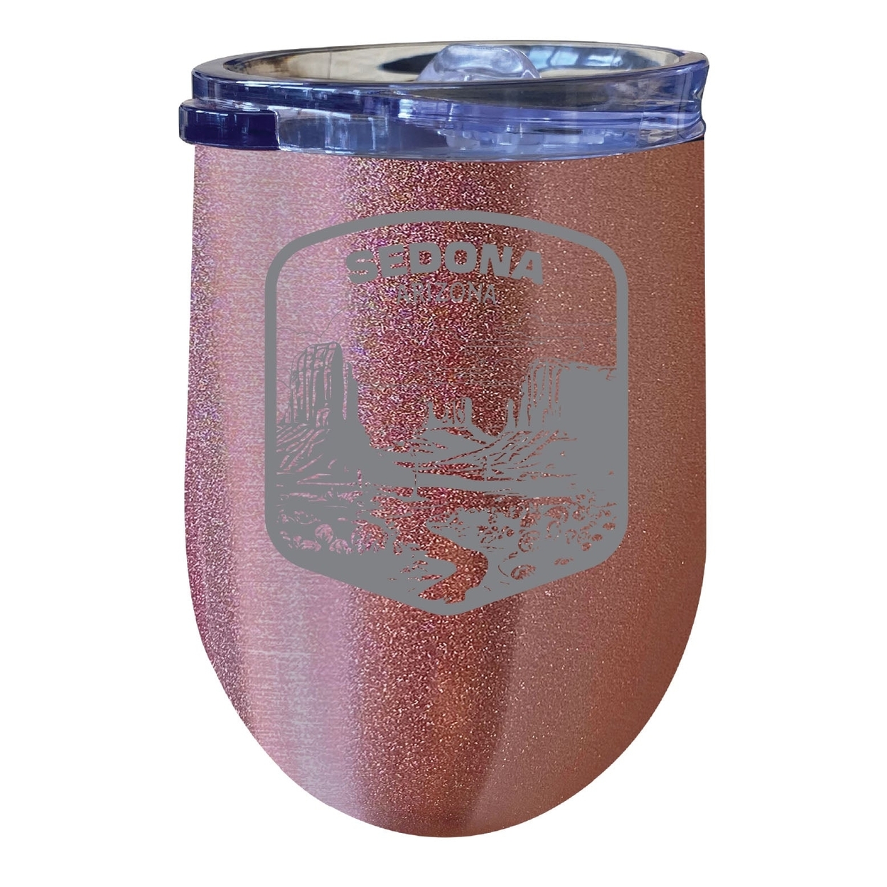 Sedona Arizona Souvenir 12 Oz Engraved Insulated Wine Stainless Steel Tumbler - Rose Gold,,Single Unit