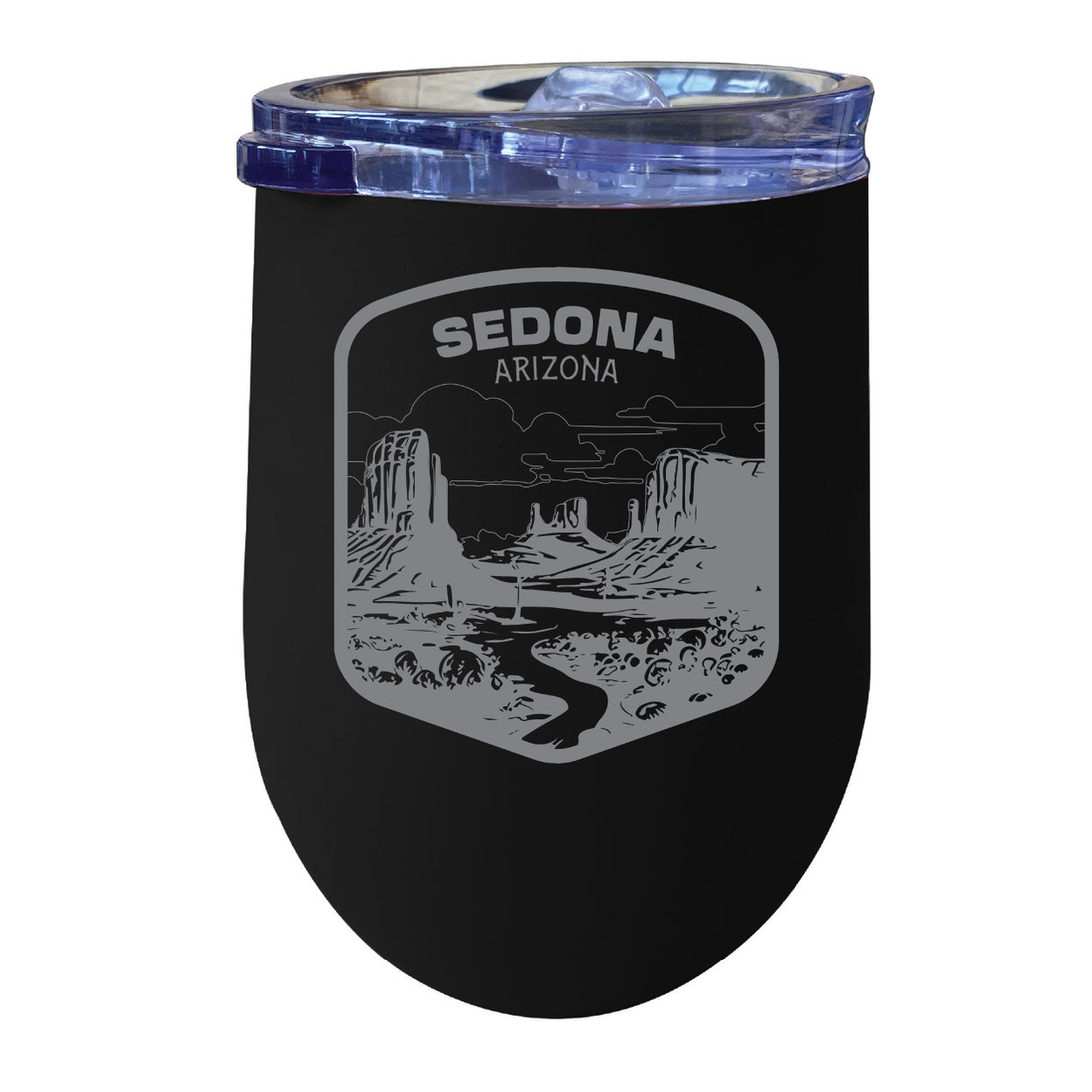 Sedona Arizona Souvenir 12 Oz Engraved Insulated Wine Stainless Steel Tumbler - Black,,Single Unit
