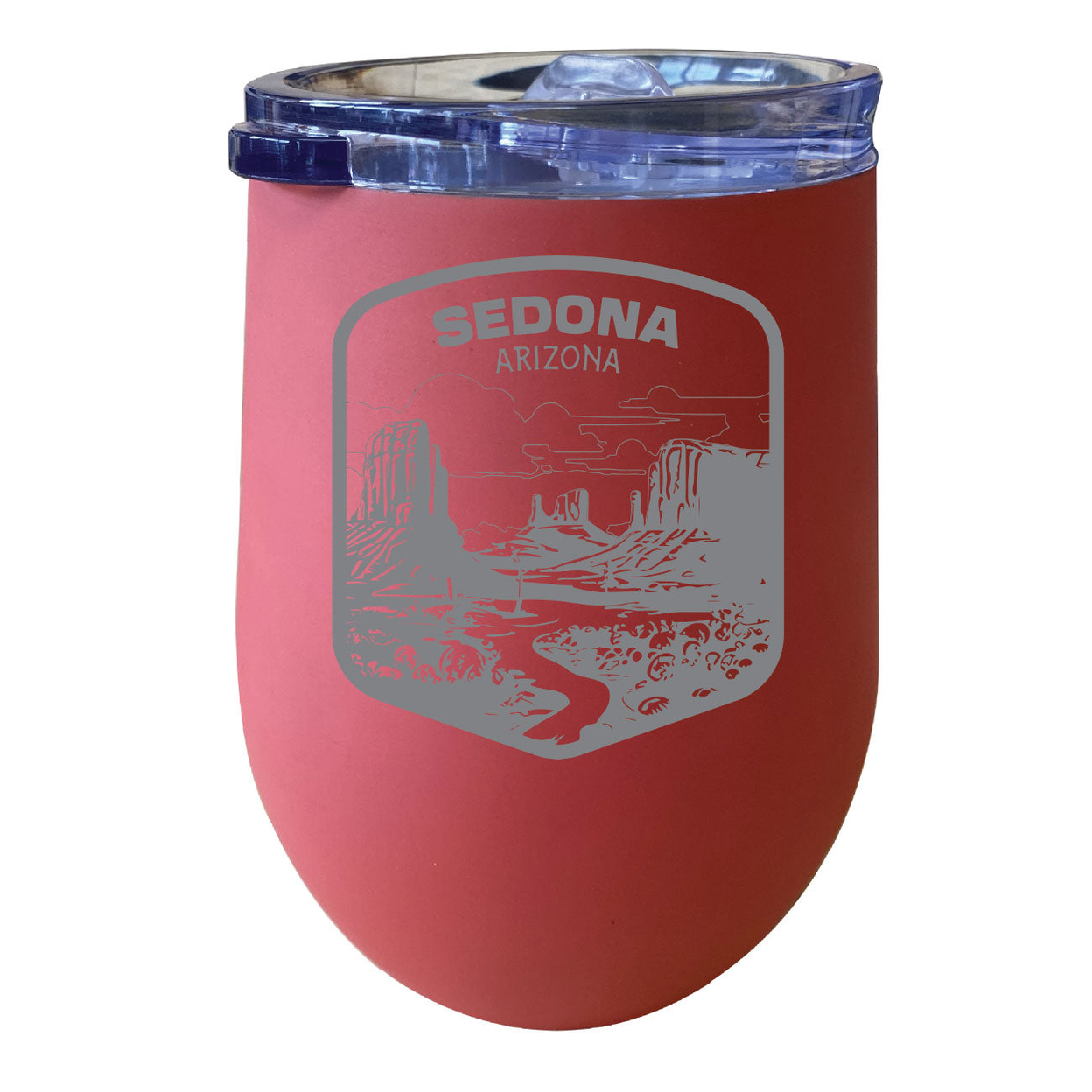 Sedona Arizona Souvenir 12 Oz Engraved Insulated Wine Stainless Steel Tumbler - Coral,,Single Unit