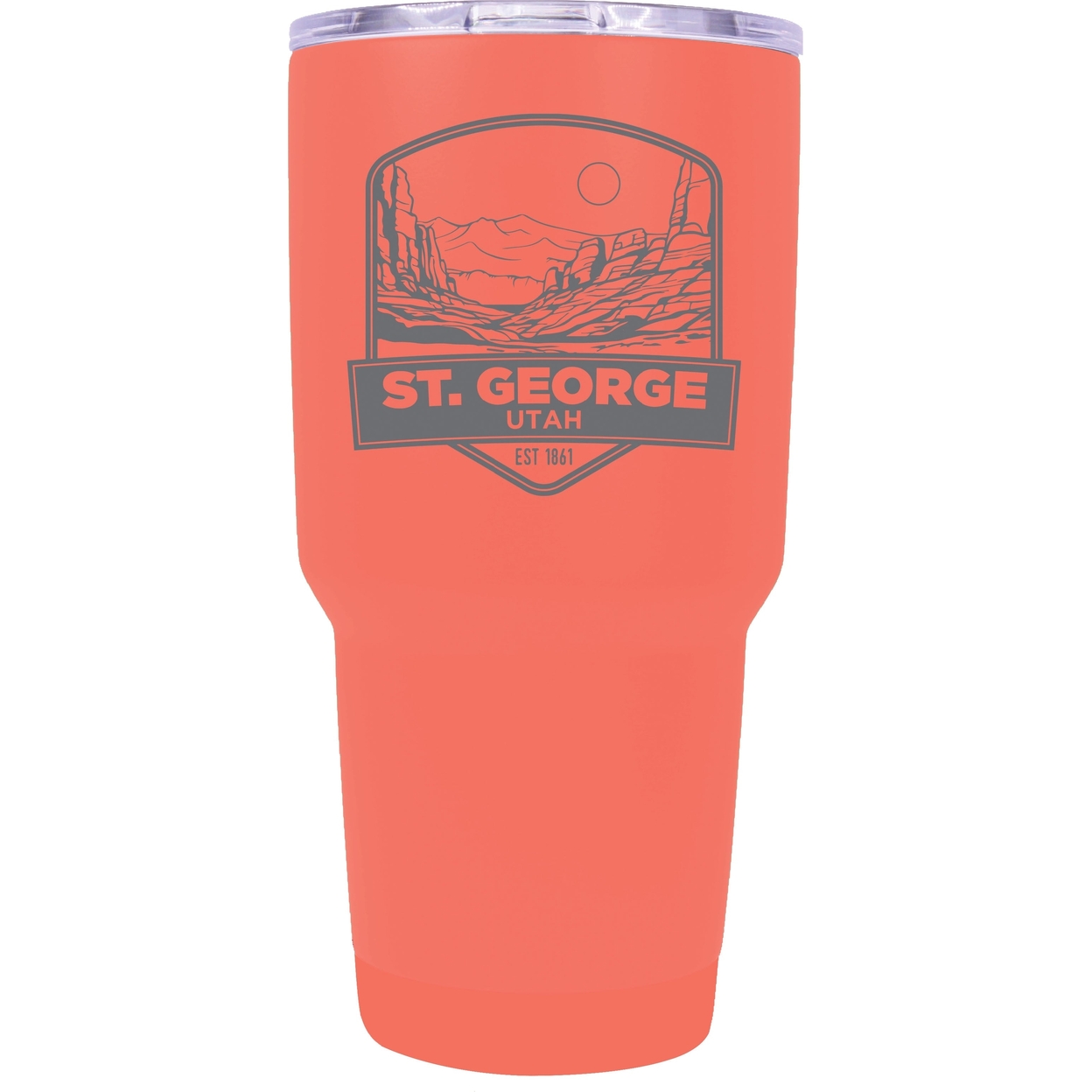 St. George Utah Souvenir 24 Oz Engraved Insulated Stainless Steel Tumbler - Coral,,Single Unit