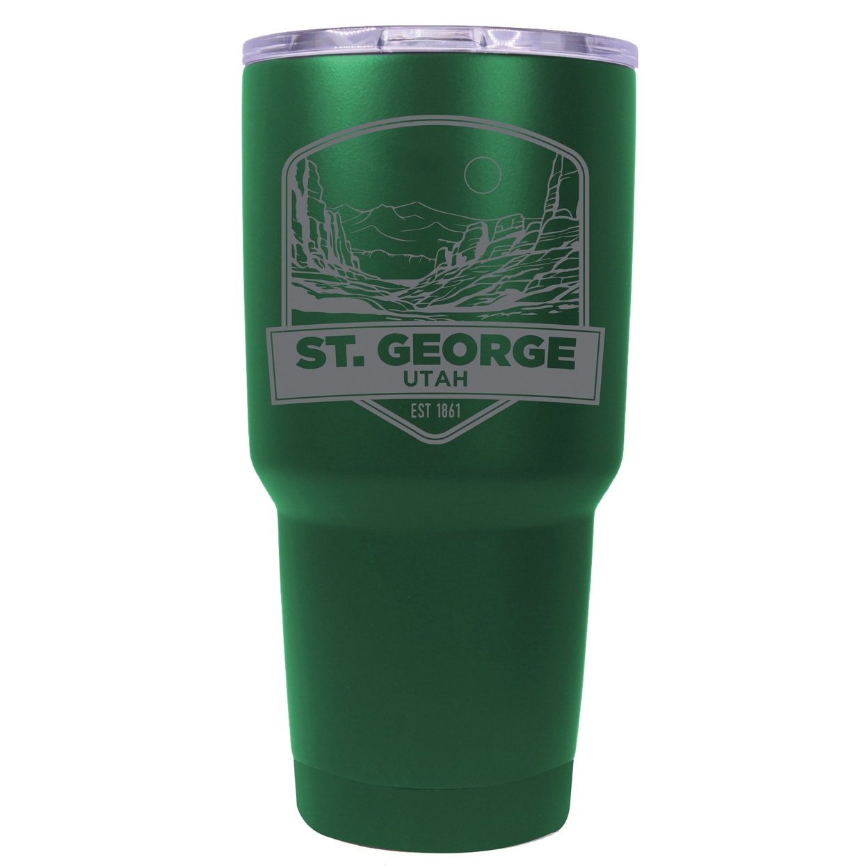 St. George Utah Souvenir 24 Oz Engraved Insulated Stainless Steel Tumbler - Green,,Single Unit