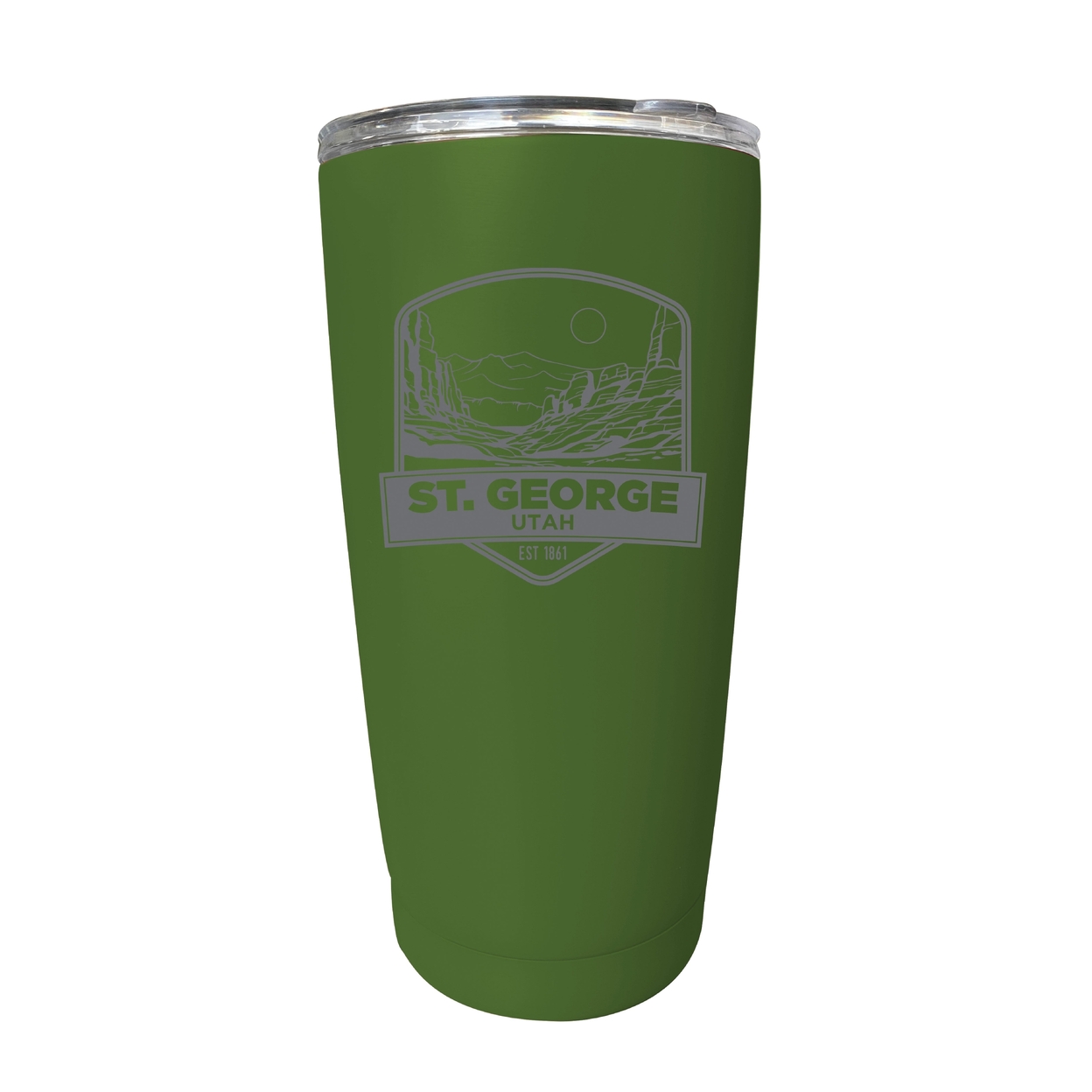 St. George Utah Souvenir 16 Oz Engraved Stainless Steel Insulated Tumbler - Green,,2-Pack