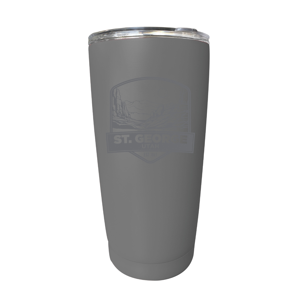 St. George Utah Souvenir 16 Oz Engraved Stainless Steel Insulated Tumbler - Gray,,Single Unit