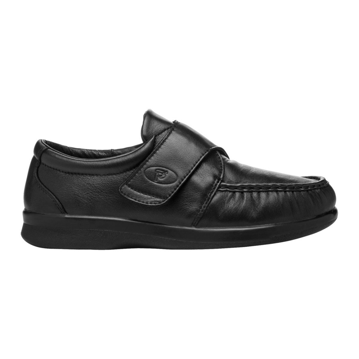 Propet Men's Pucker Moc Strap Shoe Black - M3925B BLACK - BLACK, 12-D