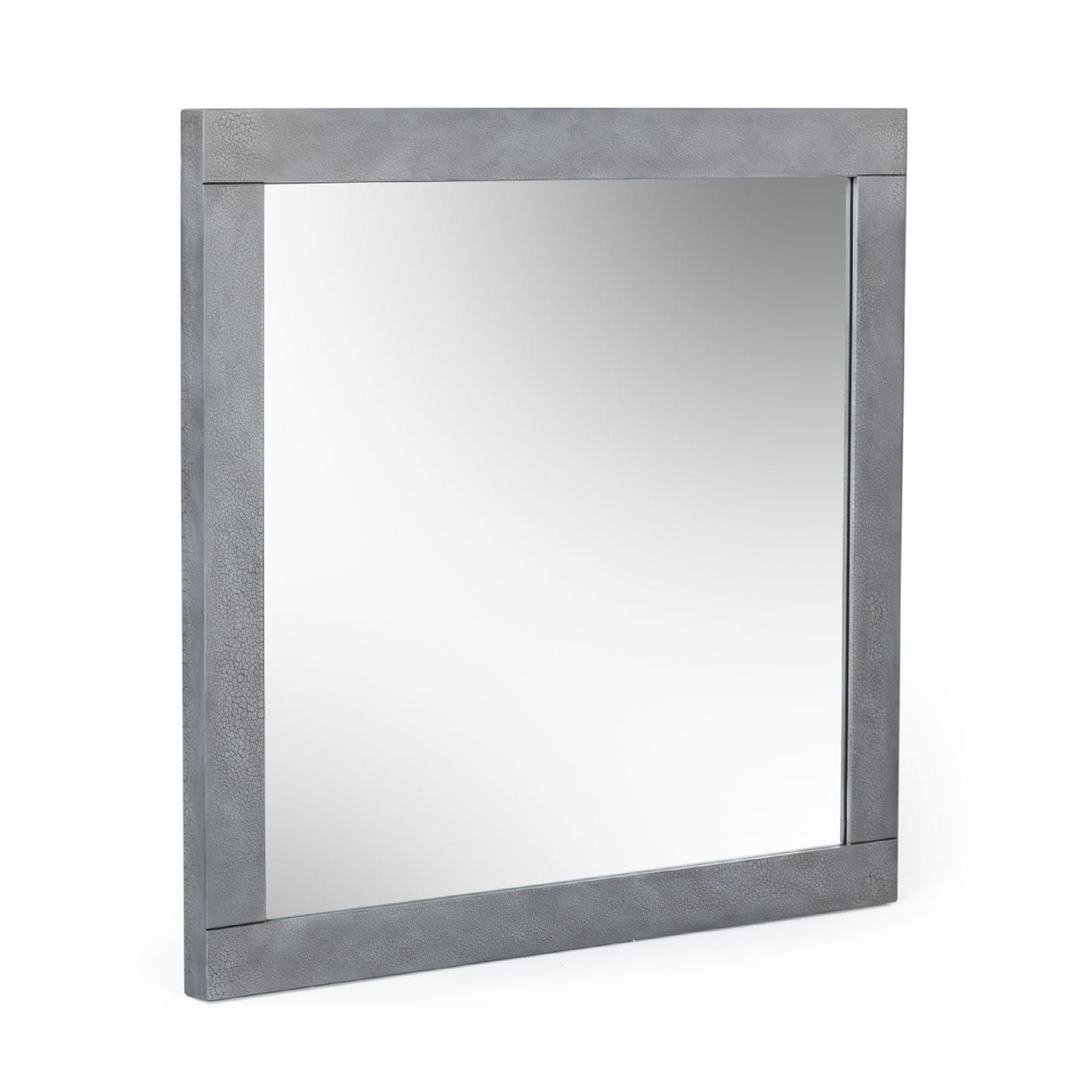 Cid Jely 35 Inch Hanging Rectangular Mirror, Smooth Gray Lacquer Finish- Saltoro Sherpi