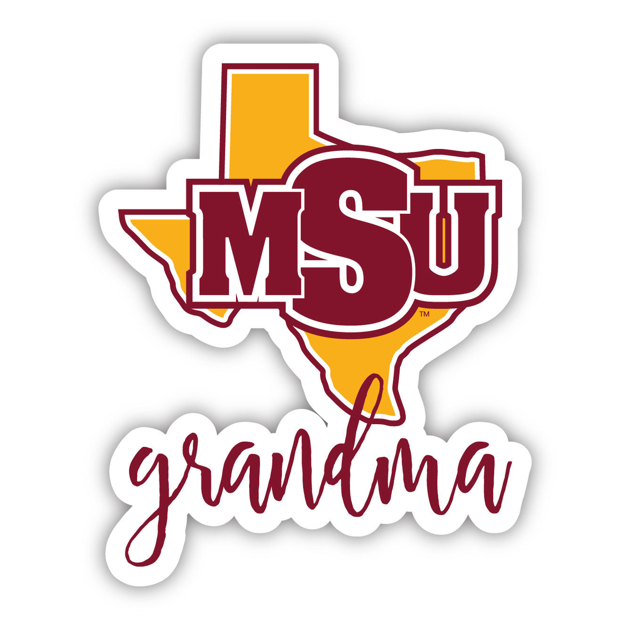 Midwestern State University Mustangs 4 Inch Proud Grandma Magnet