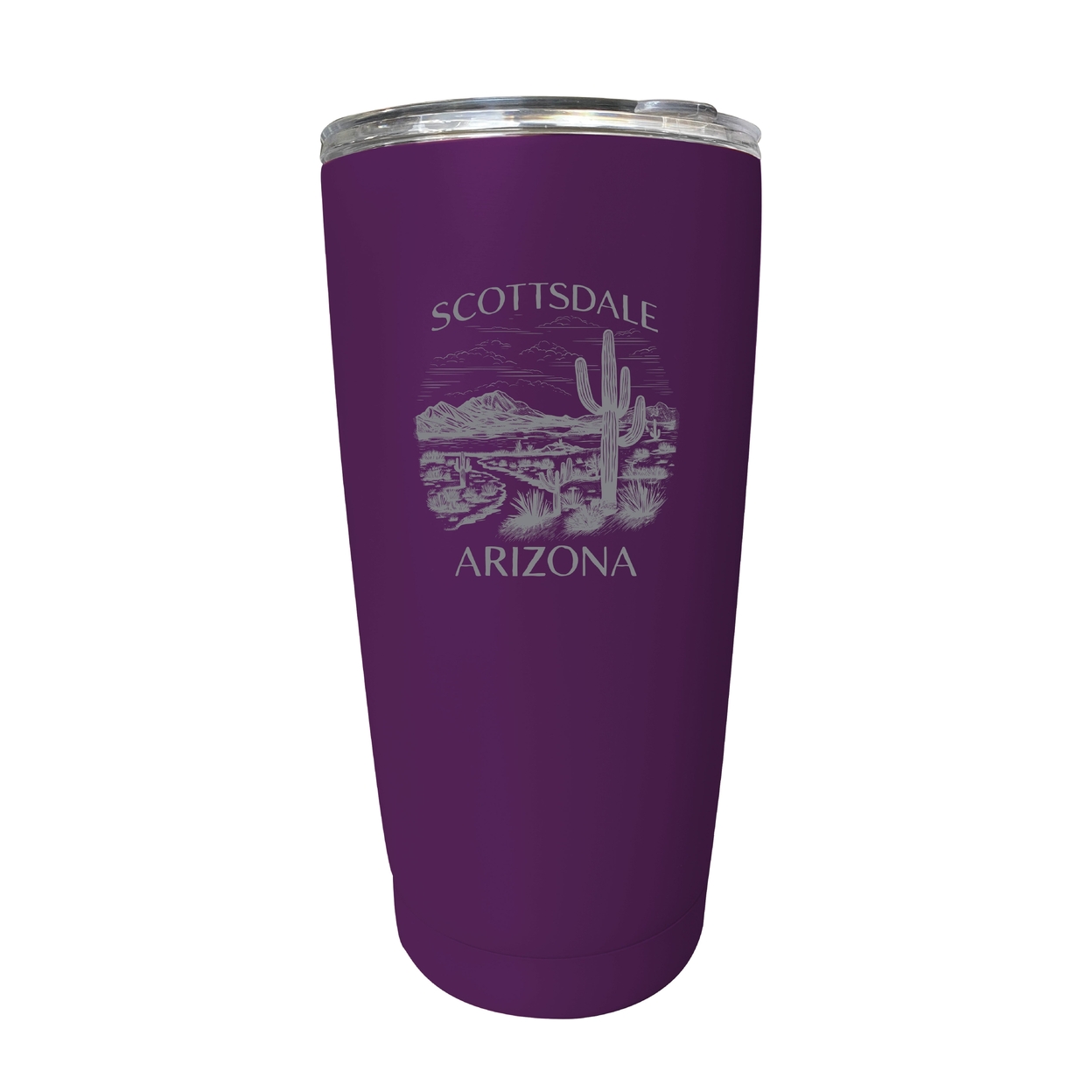 Scottsdale Arizona Souvenir 16 Oz Engraved Stainless Steel Insulated Tumbler - Purple,,4-Pack