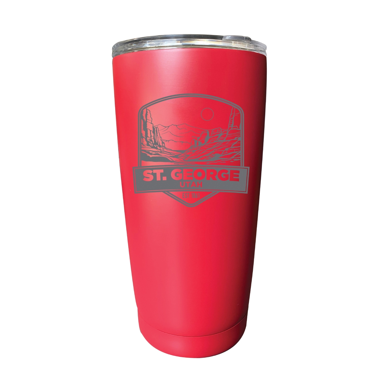 St. George Utah Souvenir 16 Oz Engraved Stainless Steel Insulated Tumbler - Red,,2-Pack
