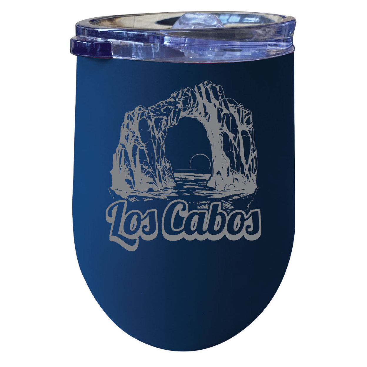 Los Cabos Mexico Souvenir 12 Oz Engraved Insulated Wine Stainless Steel Tumbler - Navy,,4-Pack