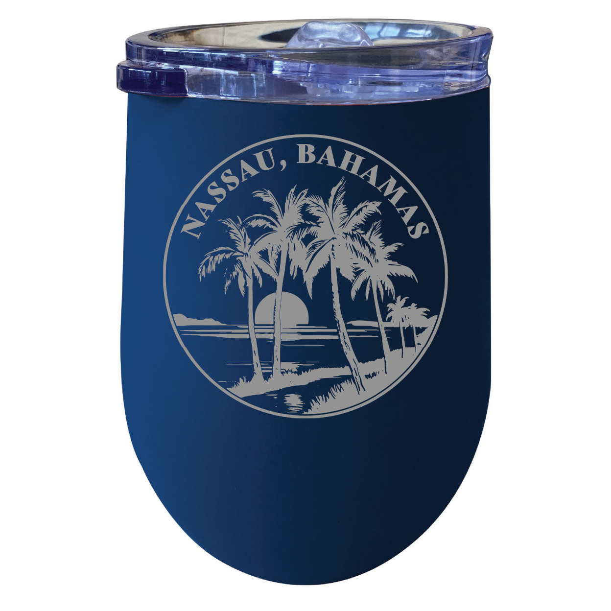 Nassau The Bahamas Souvenir 12 Oz Engraved Insulated Wine Stainless Steel Tumbler - Navy,,4-Pack
