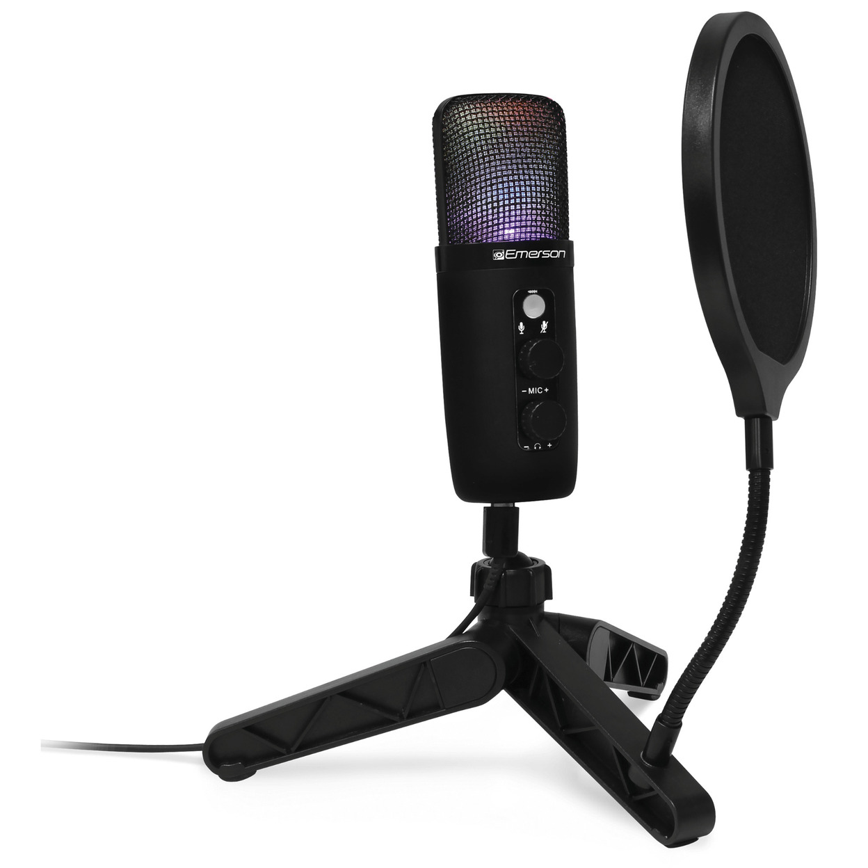 Emerson USB Gaming And Streaming Condenser Microphone With LED Lighting