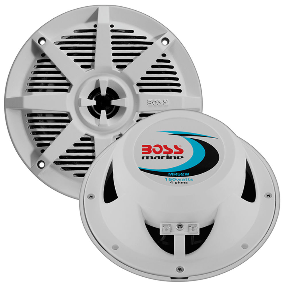 BOSS Audio Systems MR52W 150 Watt Per Pair, 5.25 Inch, Full Range, 2 Way Weatherproof Marine Speakers Sold In Pairs