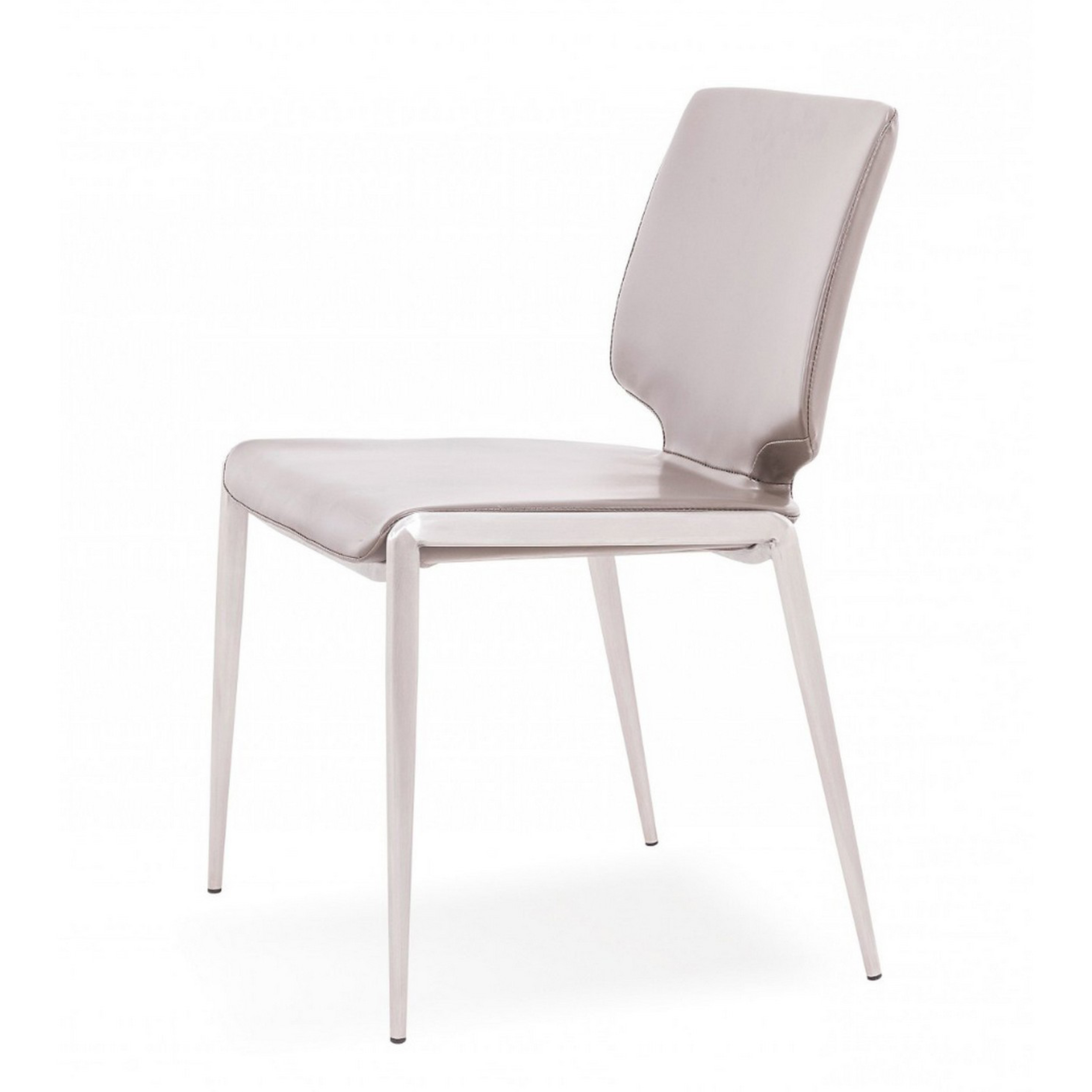 Cid Fiji 18 Inch Stackable Dining Chair, Set Of 2, Light Gray Vegan Leather- Saltoro Sherpi