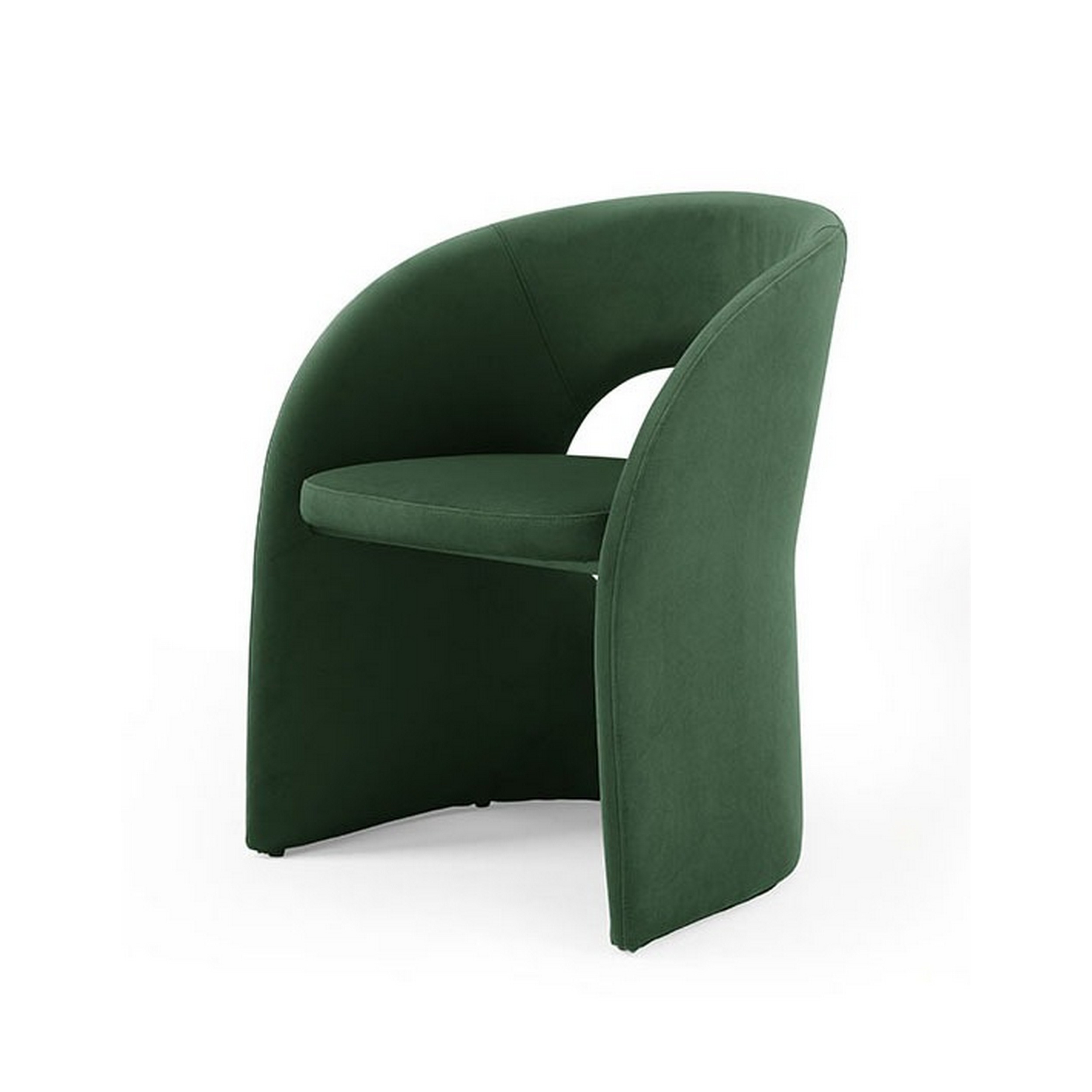 24 Inch Dining Chair, Green Fabric, Iron Frame, Curved Cutout Backrest- Saltoro Sherpi