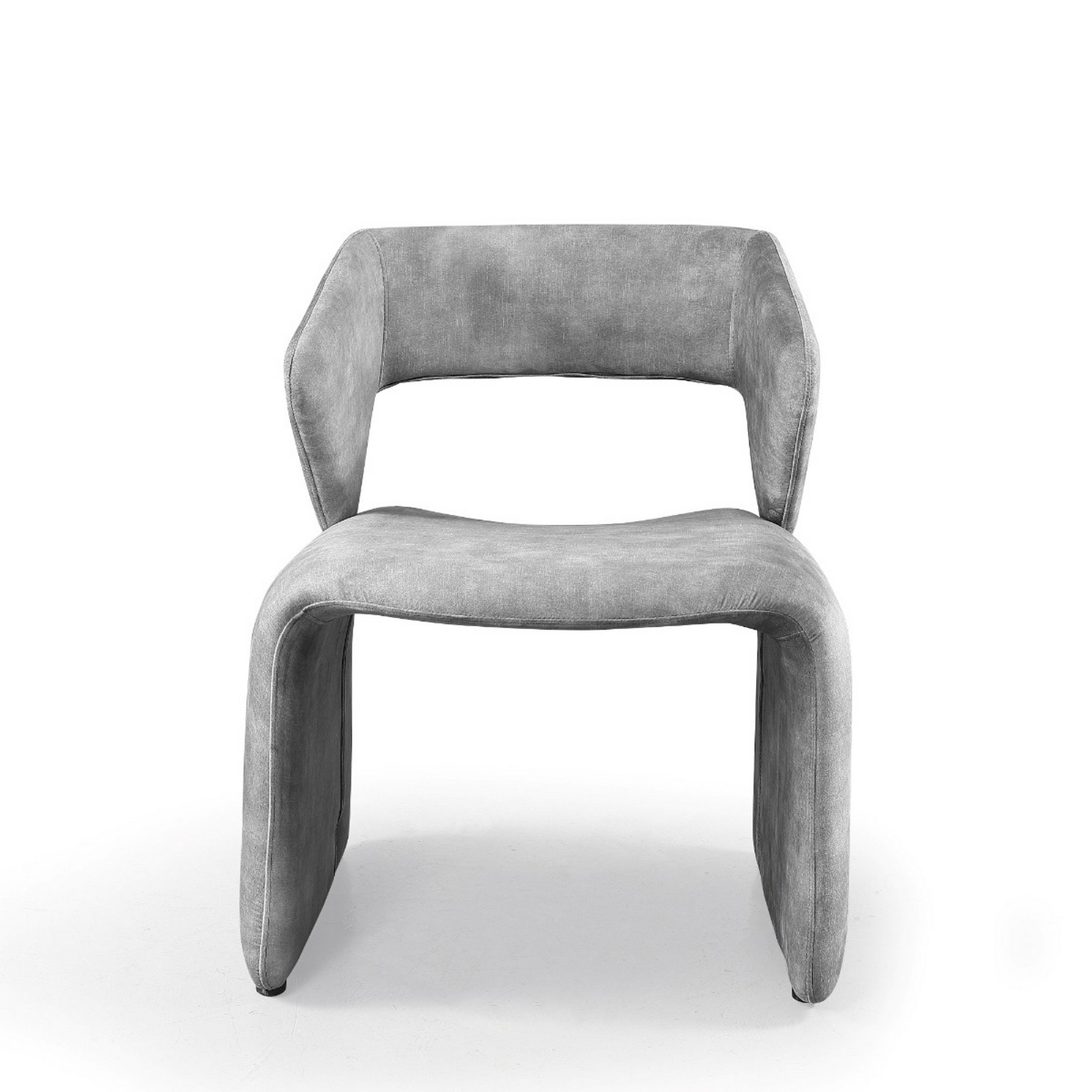 26 Inch Accent Chair, Gray Polyester, Plush Seat, Unique Cutout Backrest- Saltoro Sherpi