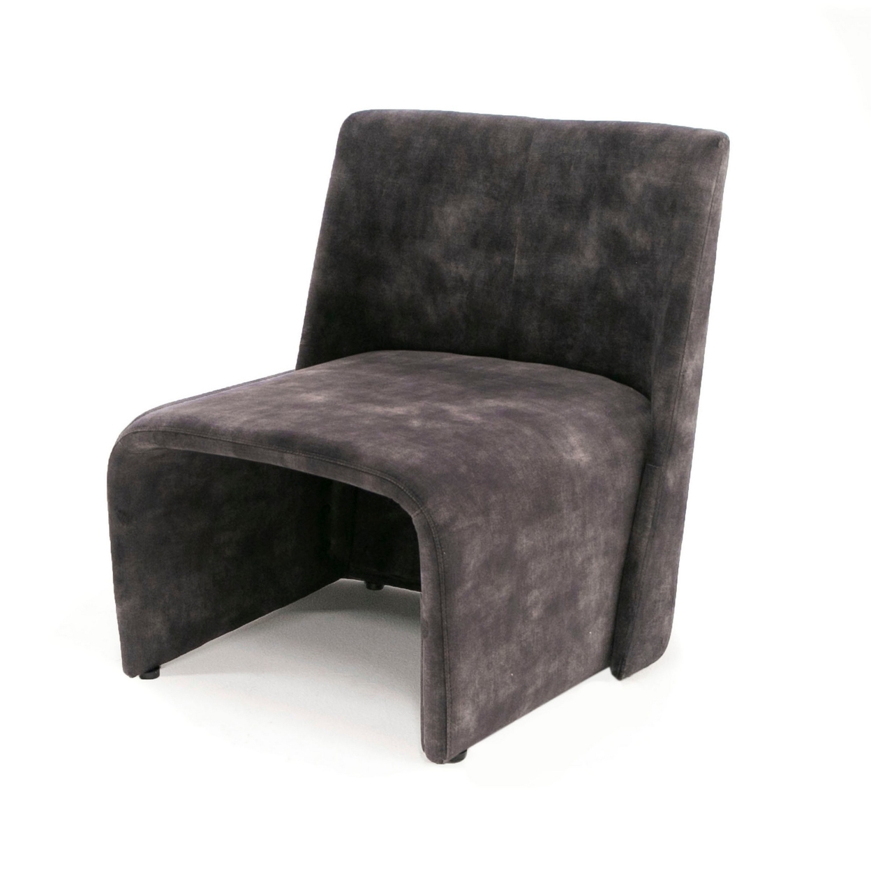 28 Inch Modern Armless Accent Chair, Dark Gray Polyester, Plush Seating- Saltoro Sherpi