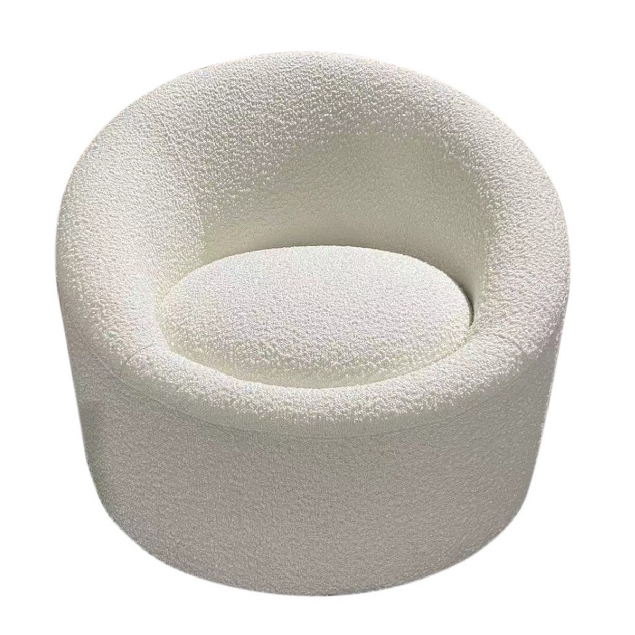33 Inch Accent Chair, White Smooth Soft Polyester Fabric, Swivel Base- Saltoro Sherpi