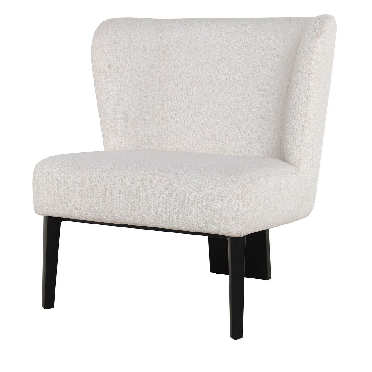Reno 30 Inch Lounge Chair, Wide Backrest, Crisp White Fabric, Metal Legs- Saltoro Sherpi
