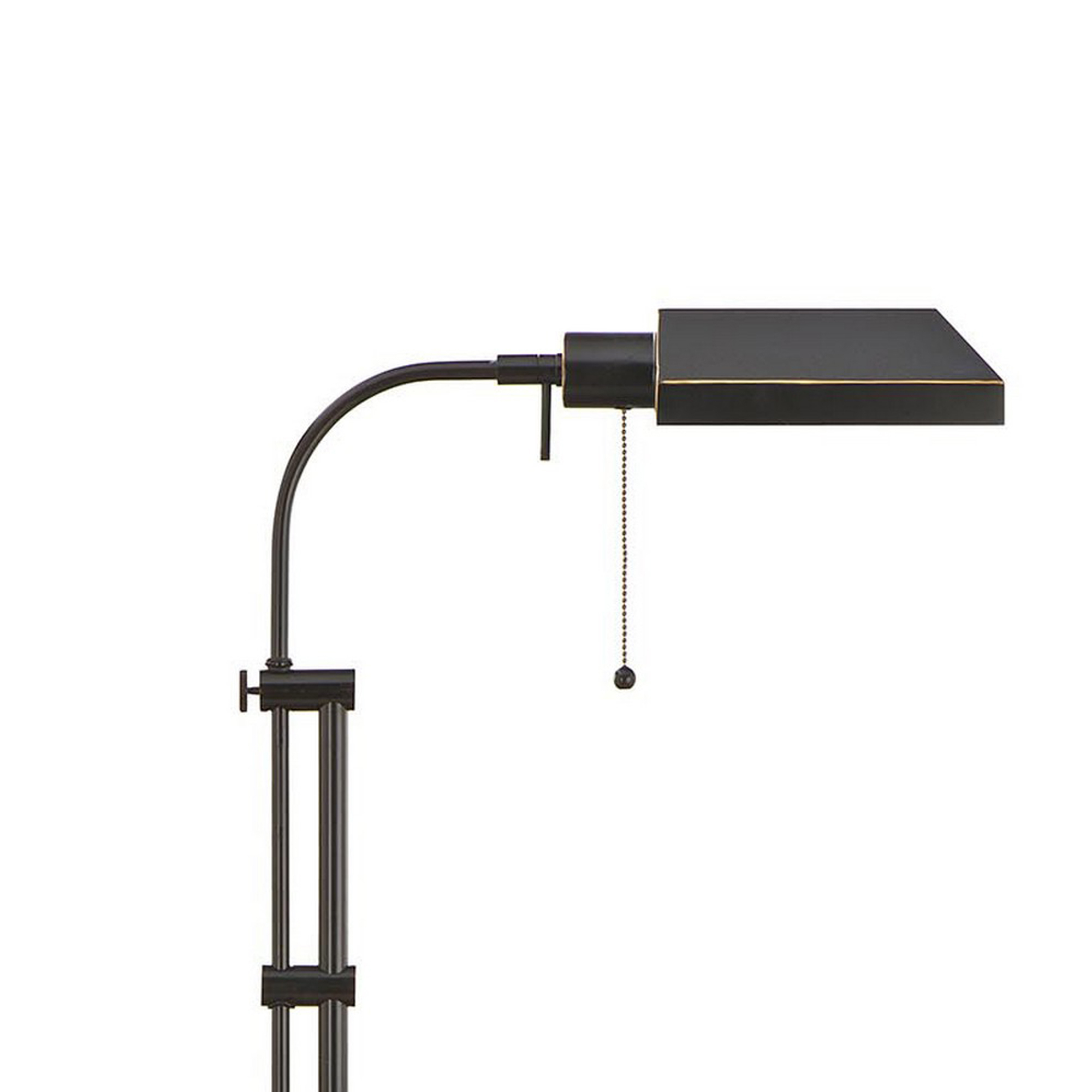 Metal Rectangular Floor Lamp With Adjustable Pole, Dark Bronze- Saltoro Sherpi