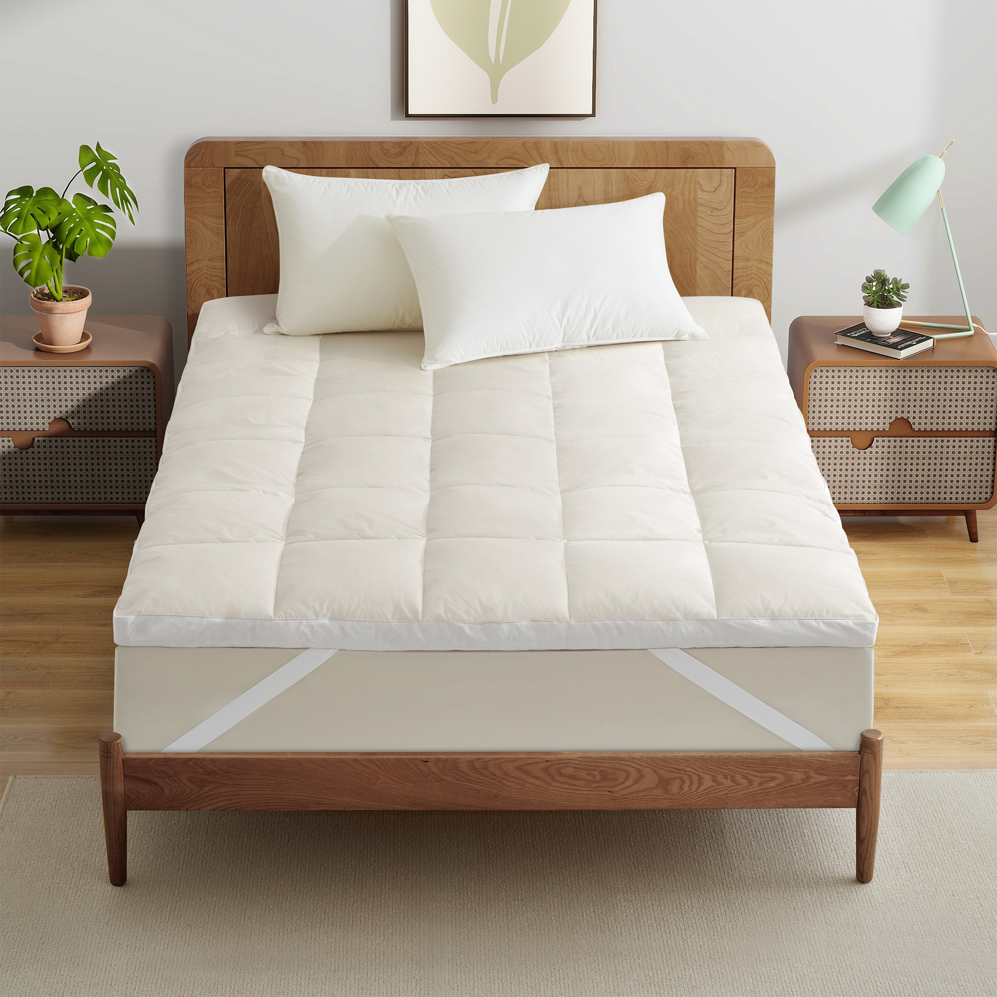 Organic Cotton Mattress Topper Feather Bed - King
