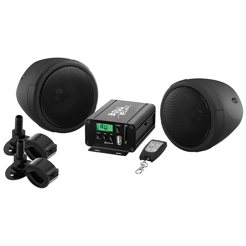 Pair BOSS Audio Systems Motorcycle Speaker And Amplifier Sound System - Bluetooth, Weatherproof, 3 Inch Speakers