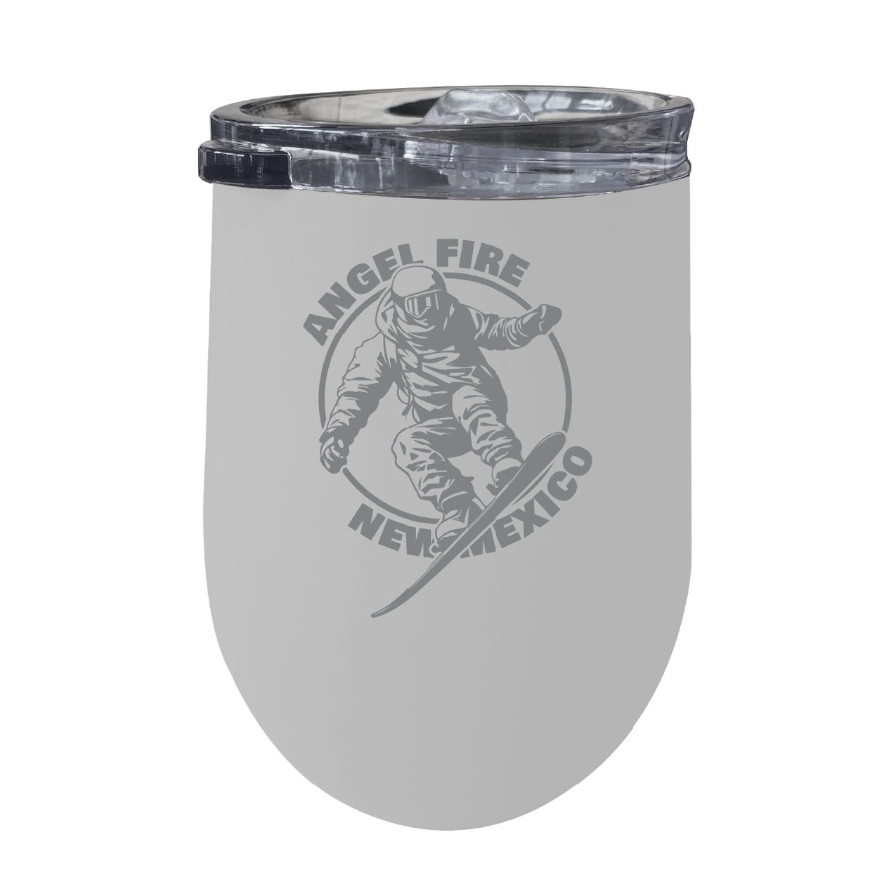 Angel Fire New Mexico Souvenir 12 Oz Engraved Insulated Wine Stainless Steel Tumbler - Rainbow Glitter Gray,,Single Unit