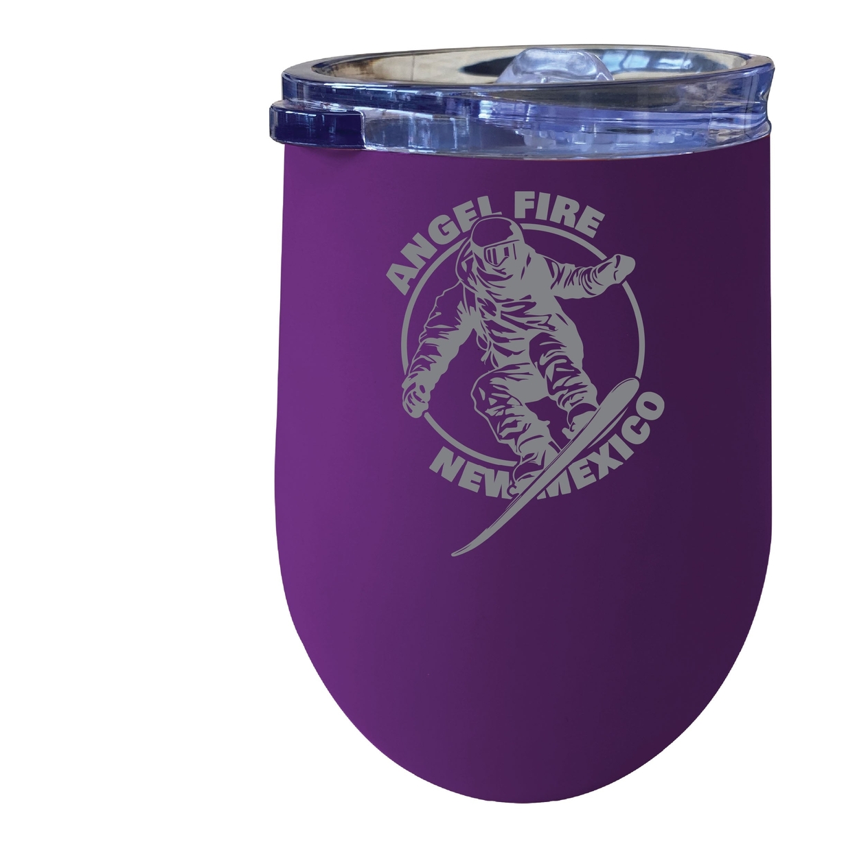 Angel Fire New Mexico Souvenir 12 Oz Engraved Insulated Wine Stainless Steel Tumbler - Purple,,Single Unit