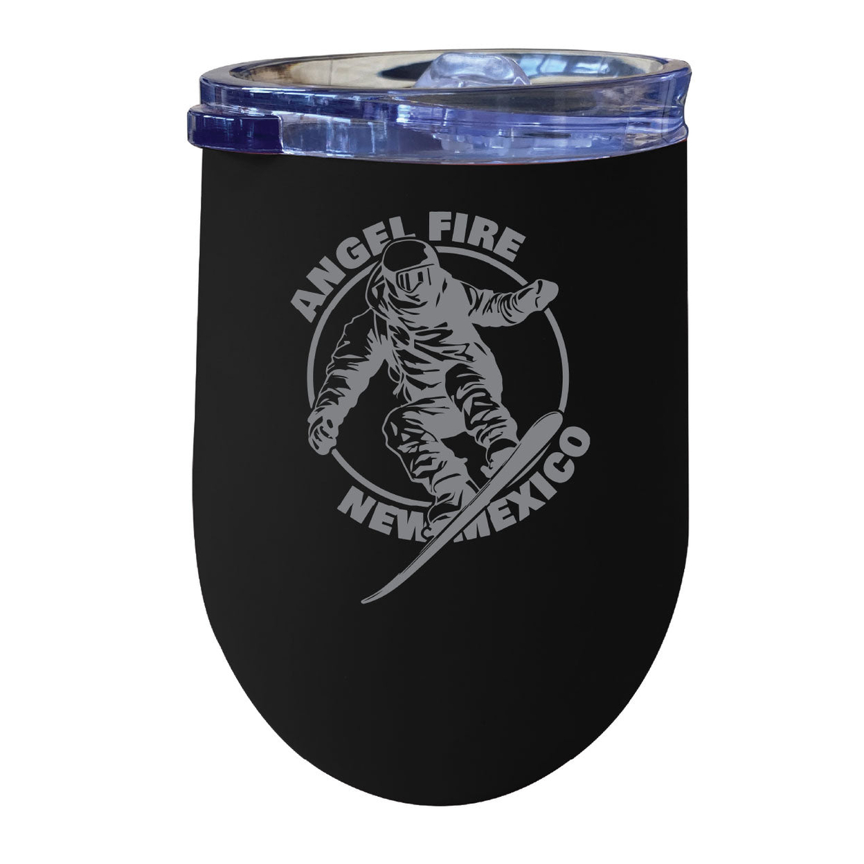 Angel Fire New Mexico Souvenir 12 Oz Engraved Insulated Wine Stainless Steel Tumbler - Black,,4-Pack