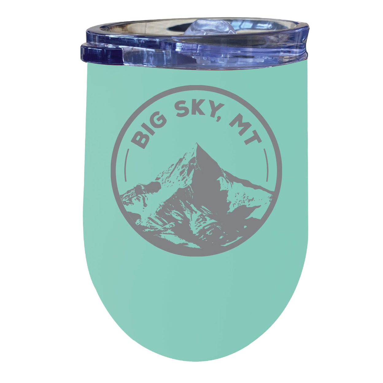 Big Sky Montana Souvenir 12 Oz Engraved Insulated Wine Stainless Steel Tumbler - Seafoam,,4-Pack