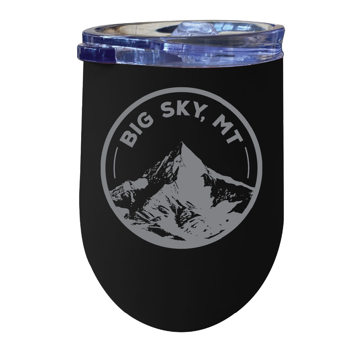 Big Sky Montana Souvenir 12 Oz Engraved Insulated Wine Stainless Steel Tumbler - Black,,4-Pack